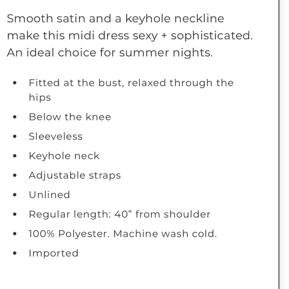 NWOT WHBM Keyhole Satin Midi Dress - Picture 5 of 7